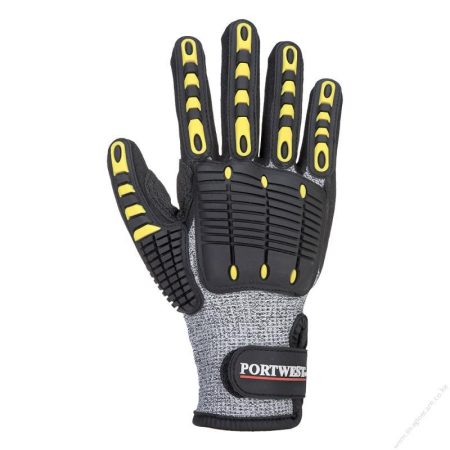Impact Reducing, Super Grip, Cut Resistant Gloves (Green Gray Black) Medium